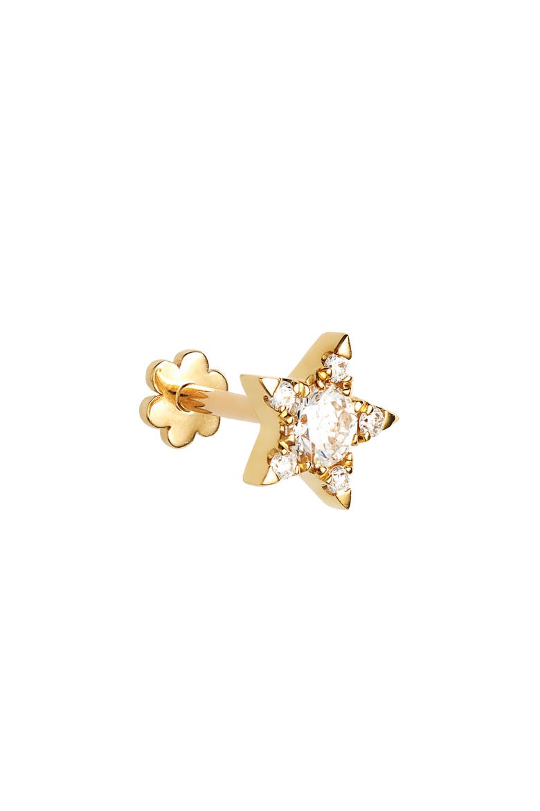 Diamond Star Threaded Stud Earring, Main, color, YELLOW GOLD