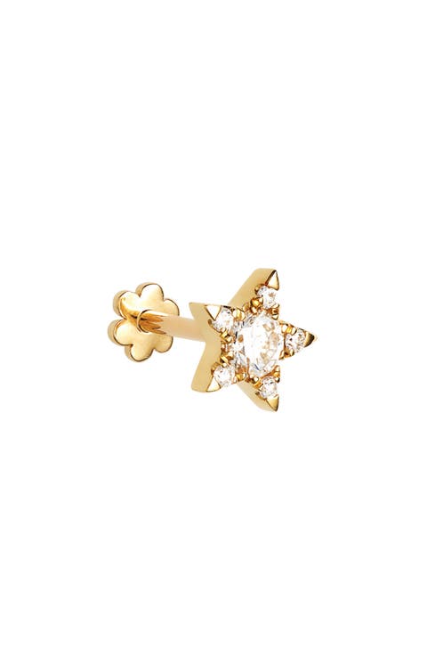 Diamond Star Threaded Stud Earring