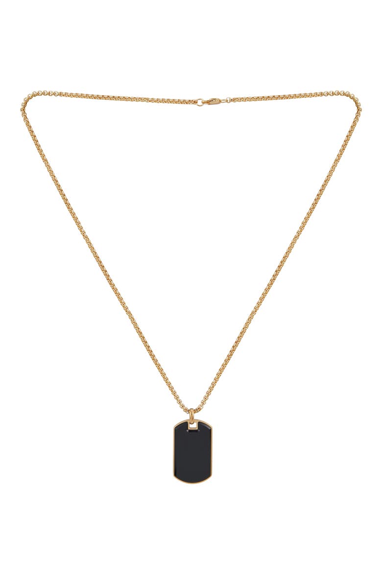 Men's Set of 2 Curb Chain & Dog Tag Pendant Necklaces, Alternate, color, BLACK/ GOLD