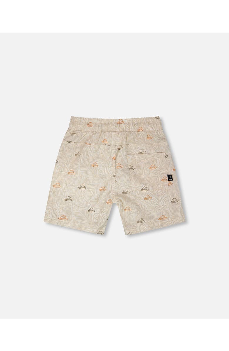 Deux par Deux Elastic Waist Safari Print Poplin Shorts, Alternate, color, Beige Safari Print