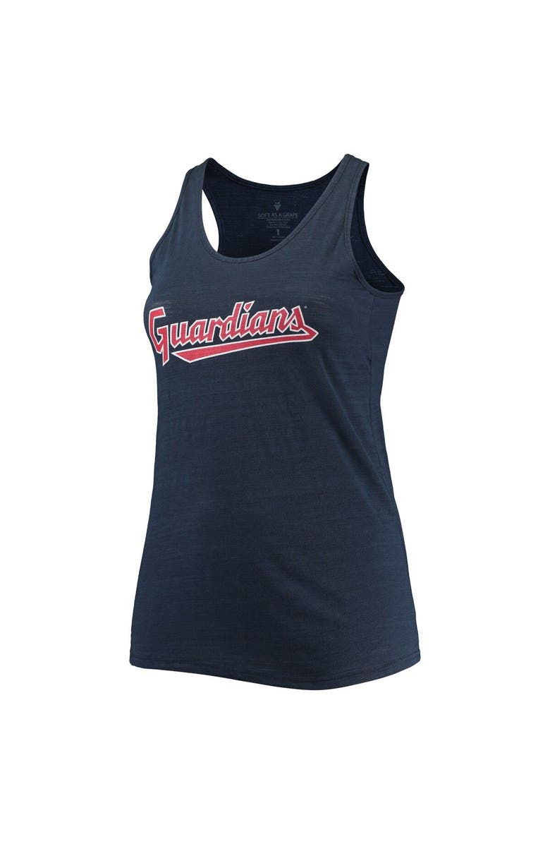 SOFT AS A GRAPE Women's Soft as a Grape Navy Cleveland Guardians Plus Size Swing for the Fences Tri-Blend Racerback Tank Top, Alternate, color,