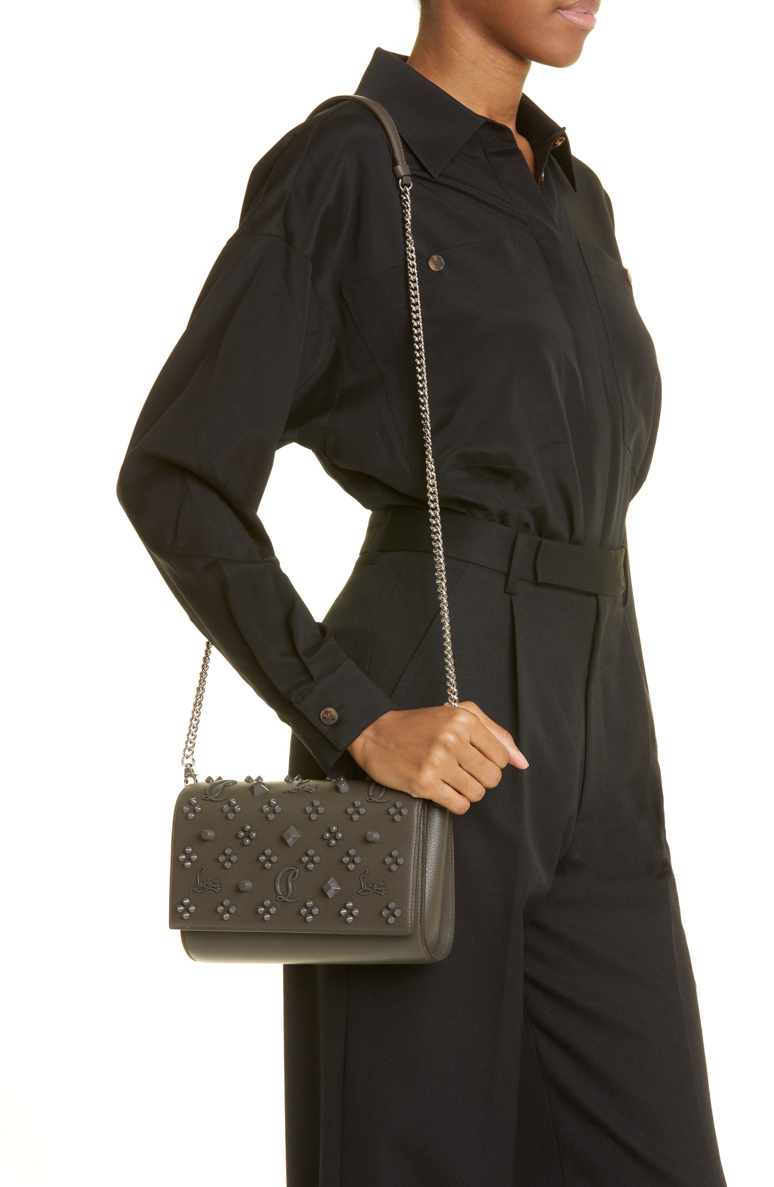 Christian Louboutin Paloma Empire Calfskin Clutch, Alternate, color, 