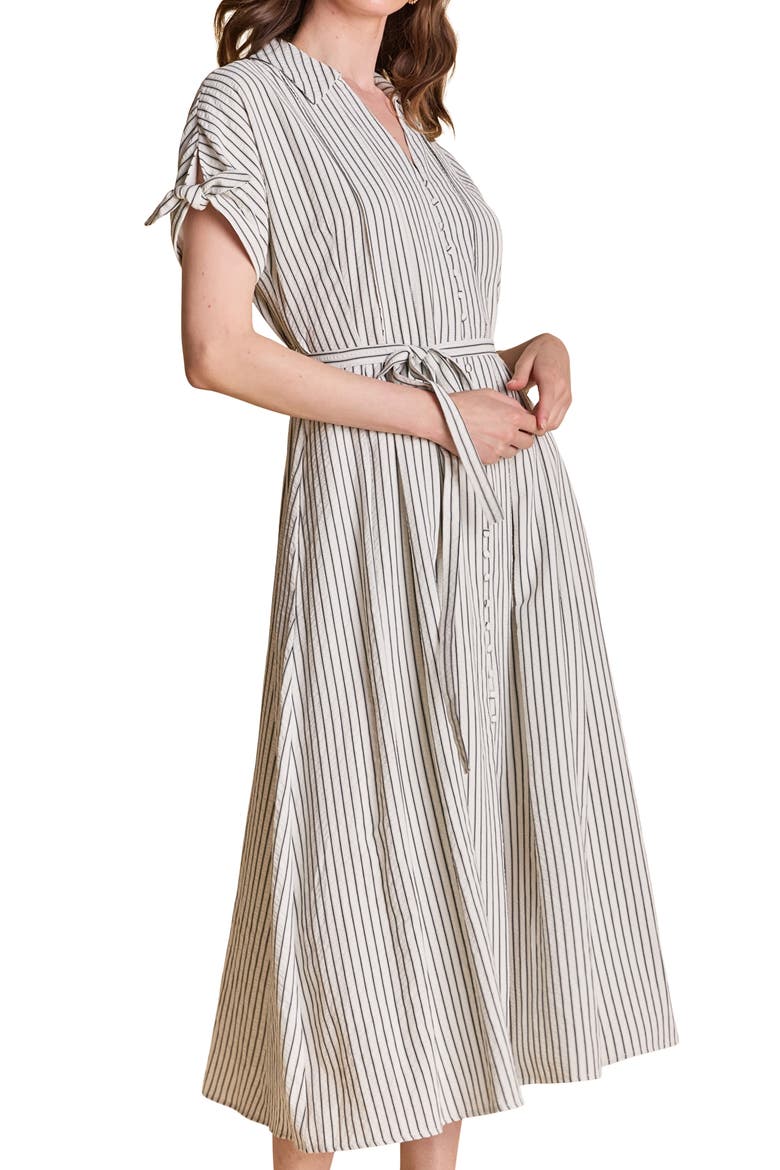 Stripe Midi Shirtdress, Alternate, color, WHITE/ BLACK