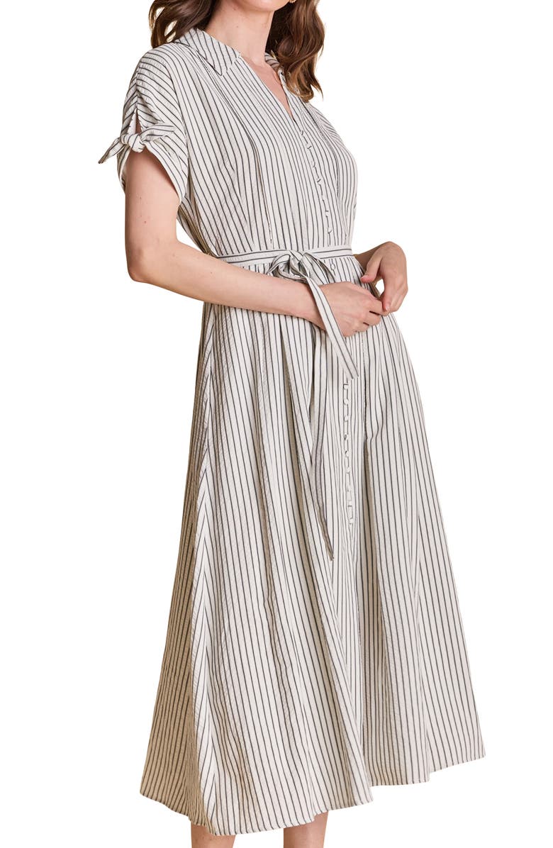 English Factory Stripe Midi Shirtdress, Alternate, color, White/ Black