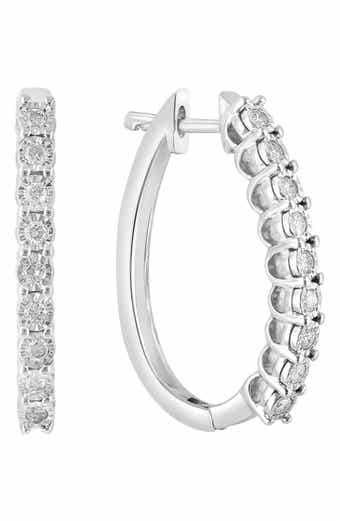 Sterling Silver Diamond Hoop Earrings