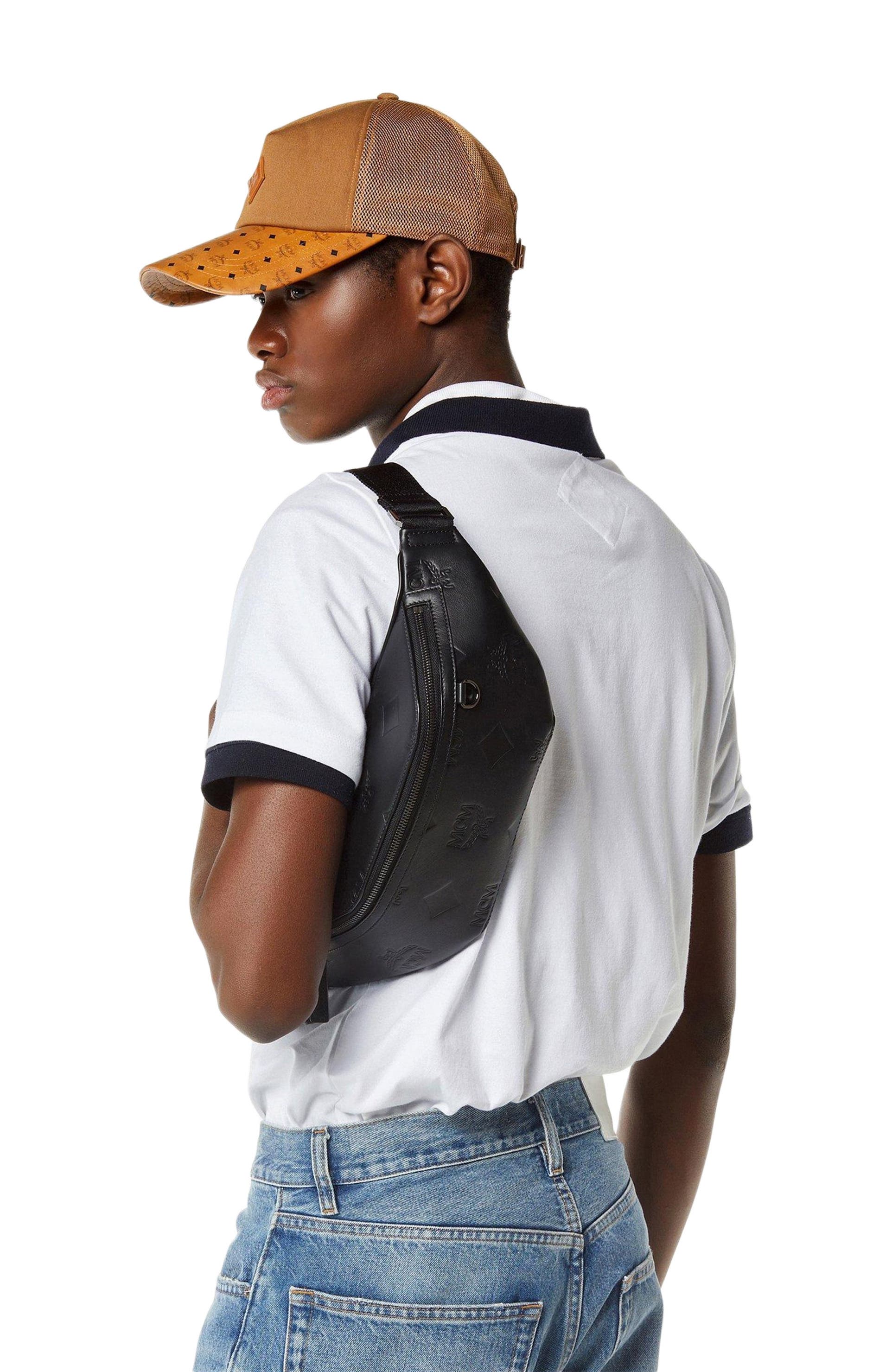 MCM Medium Fursten Belt Bag in Maxi Monogram Leather, Alternate, color, Black