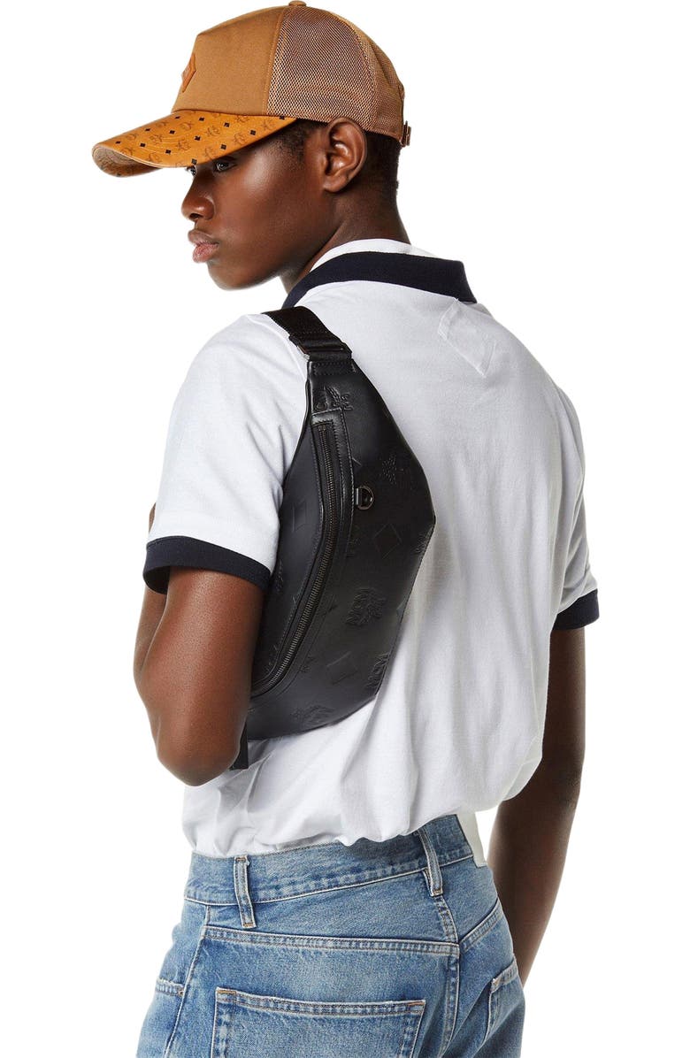 MCM Medium Fursten Belt Bag in Maxi Monogram Leather, Alternate, color, Black