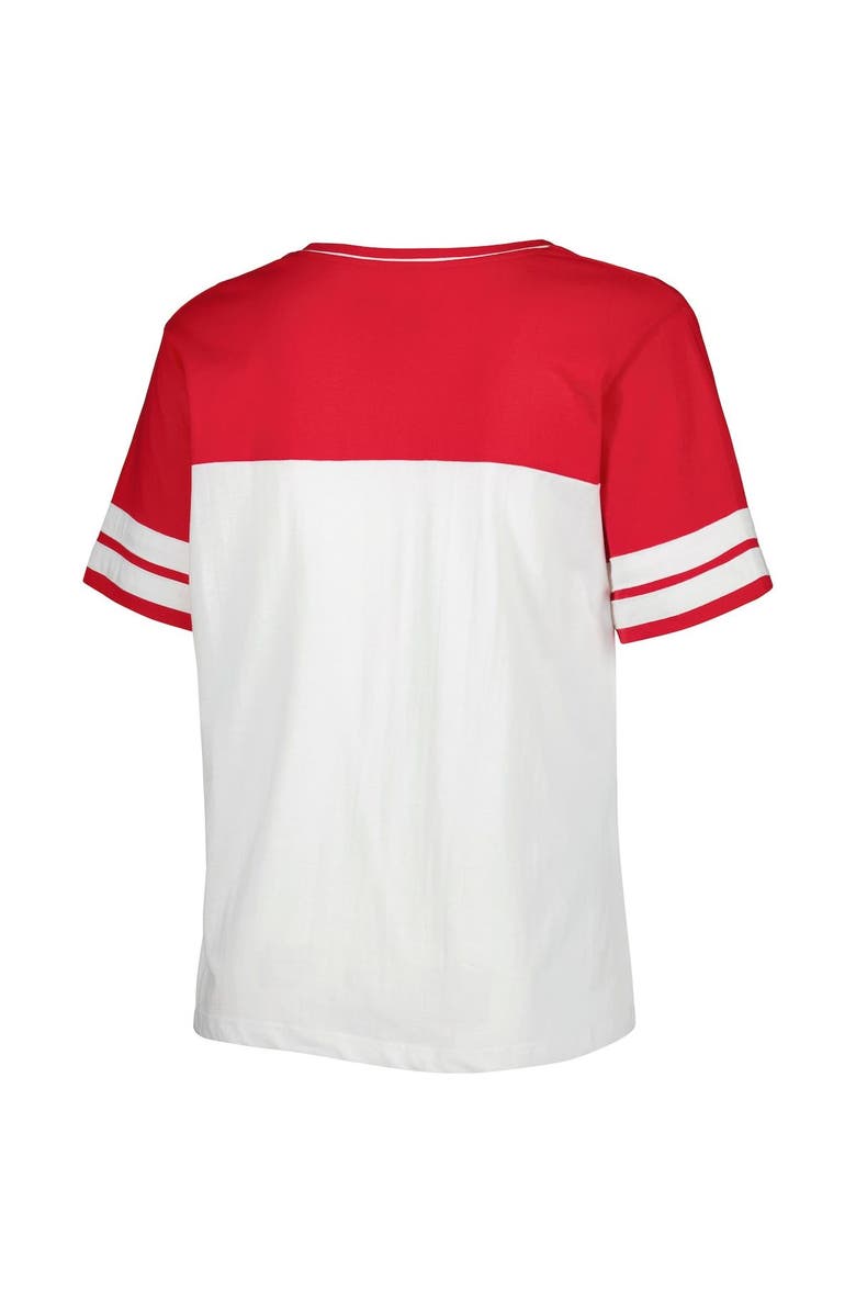 PROFILE Women's White/Scarlet Ohio State Buckeyes Plus Size Field Game Glitter T-Shirt, Alternate, color,