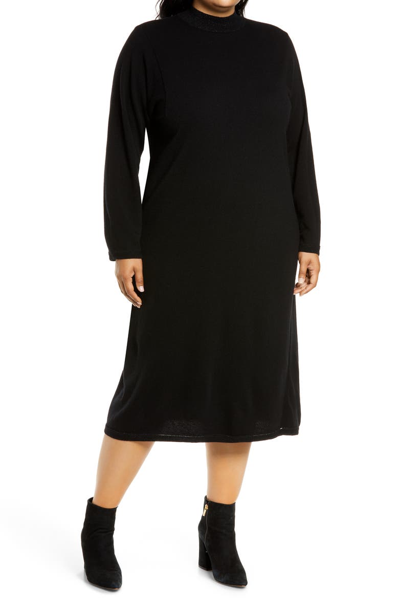 Lafayette 148 New York Sparkle Long Sleeve Wool-Blend Midi Dress, Main, color,