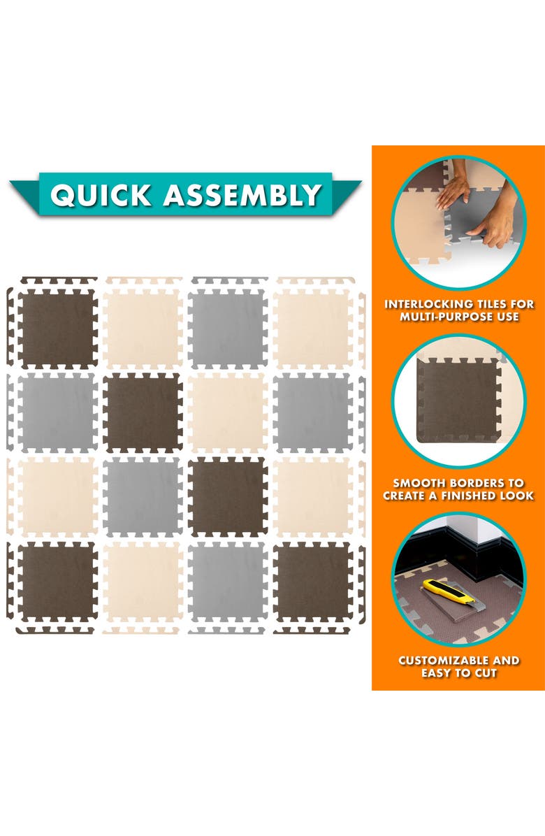 ProsourceFit Kids Solid Floor Play Mat, Alternate, color, Brown-Beige-Gray