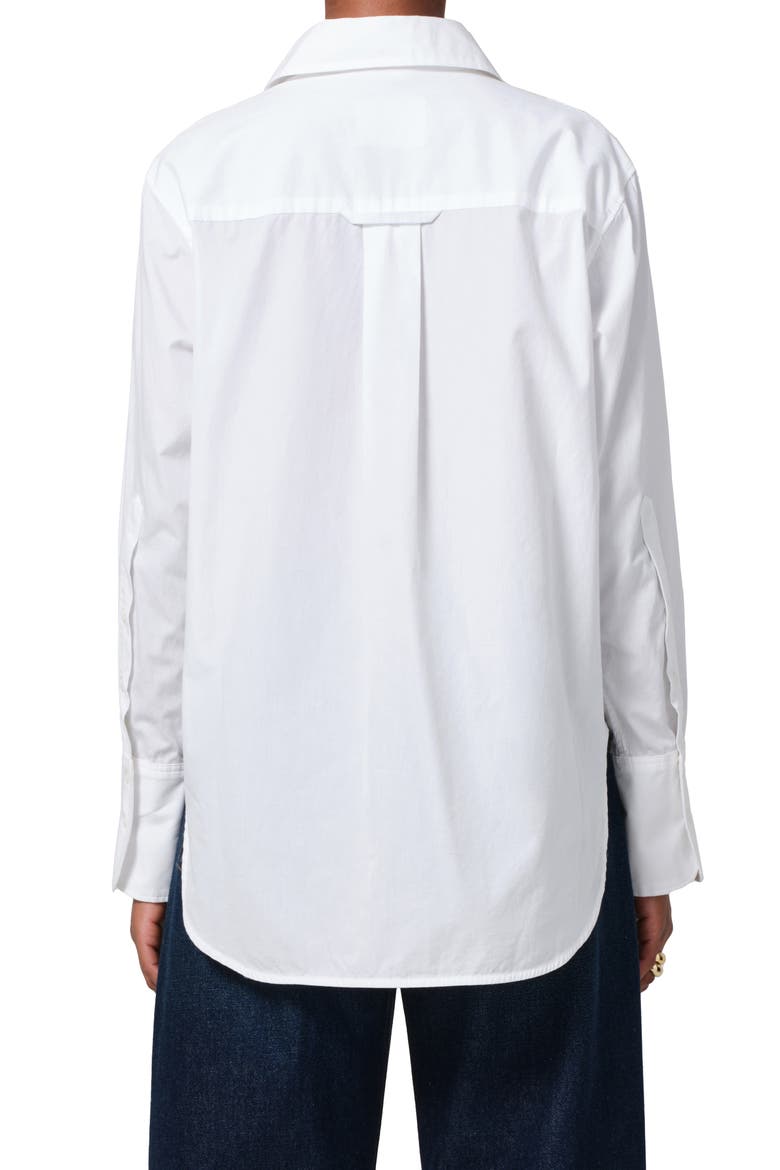 Ruffle Relaxed Fit Cotton Button-Up Shirt, Alternate, color, WHITE