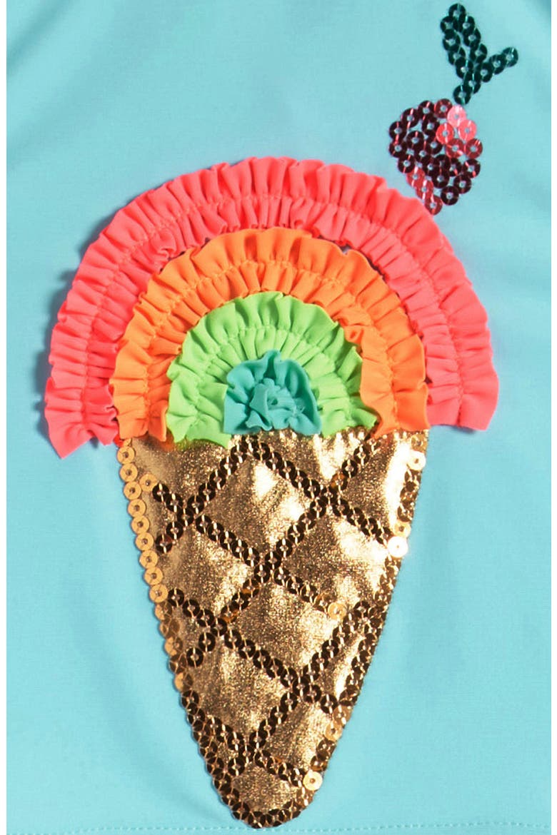 Kids' Ice Cream Appliqué Two-Piece Swimsuit, Alternate, color, AQUA