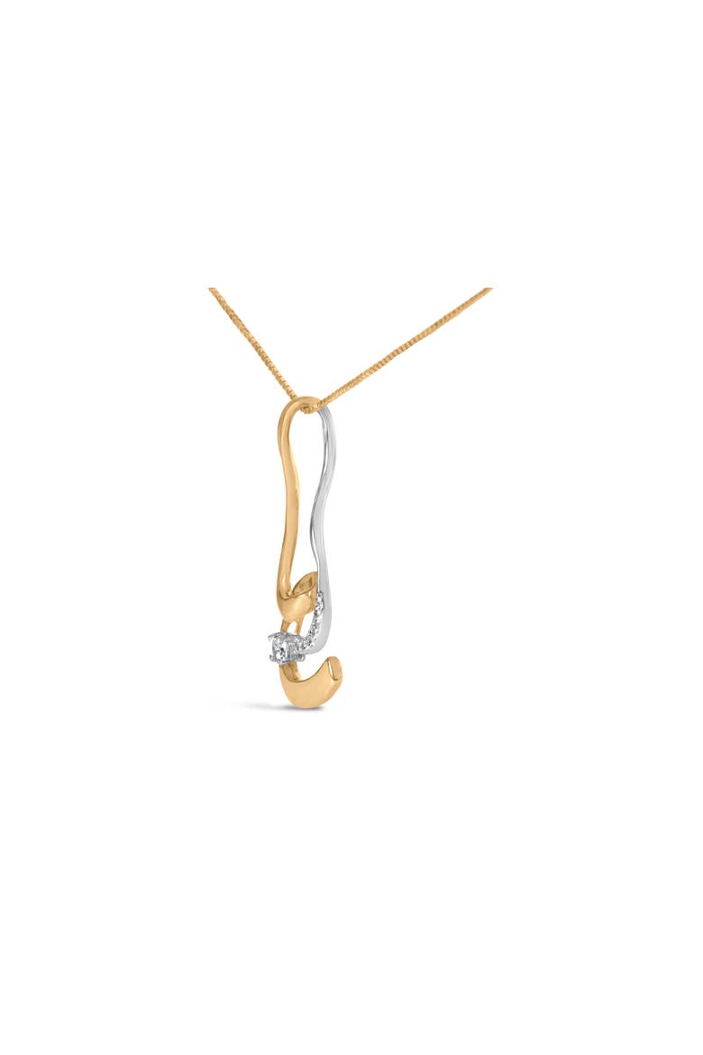 Espira 10K Two-Tone Gold 1/10 cttw Round Cut Diamond Swirl Pendant Necklace, Alternate, color, Yellow
