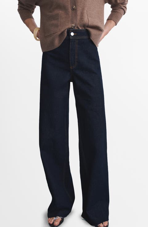 Catherin Frayed High Waist Wide Leg Culotte Jeans (Regular & Plus)