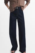 MANGO Catherin Frayed High Waist Wide Leg Culotte Jeans