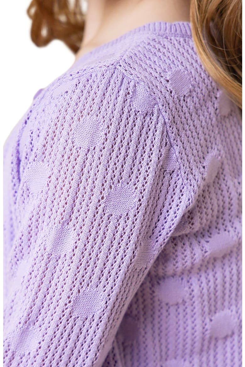 Girls' Organic Scallop Edge Cardigan, Kids, Alternate, color, Lavender Mesh Dot