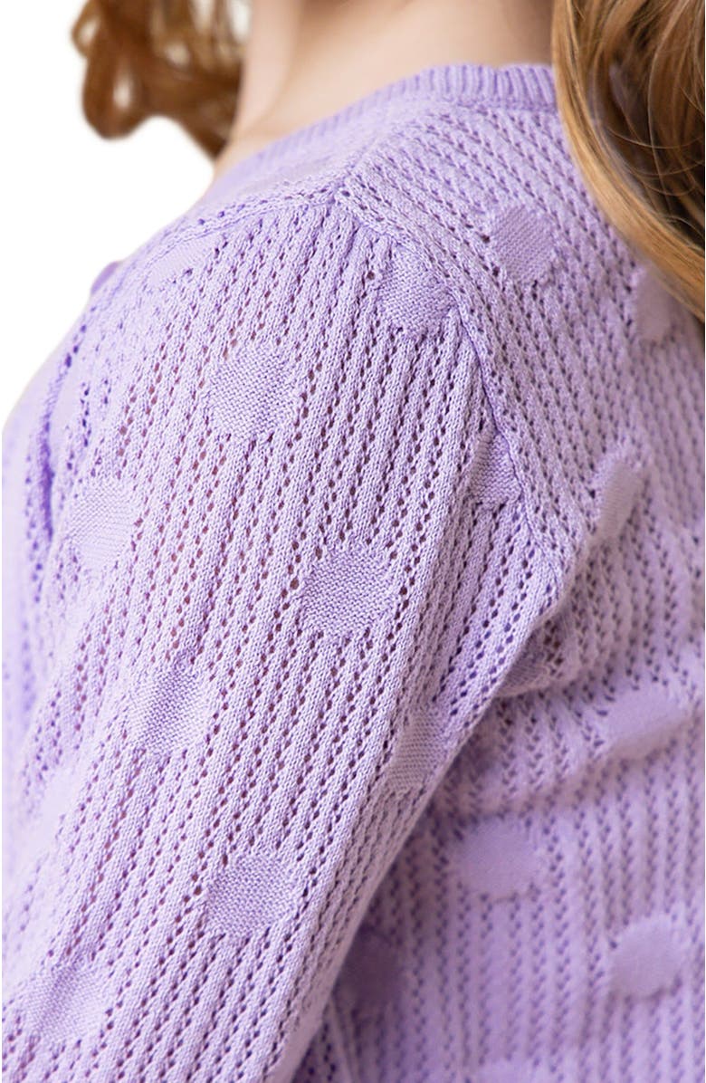 Hope & Henry Girls' Organic Scallop Edge Cardigan, Kids, Alternate, color, Lavender Mesh Dot