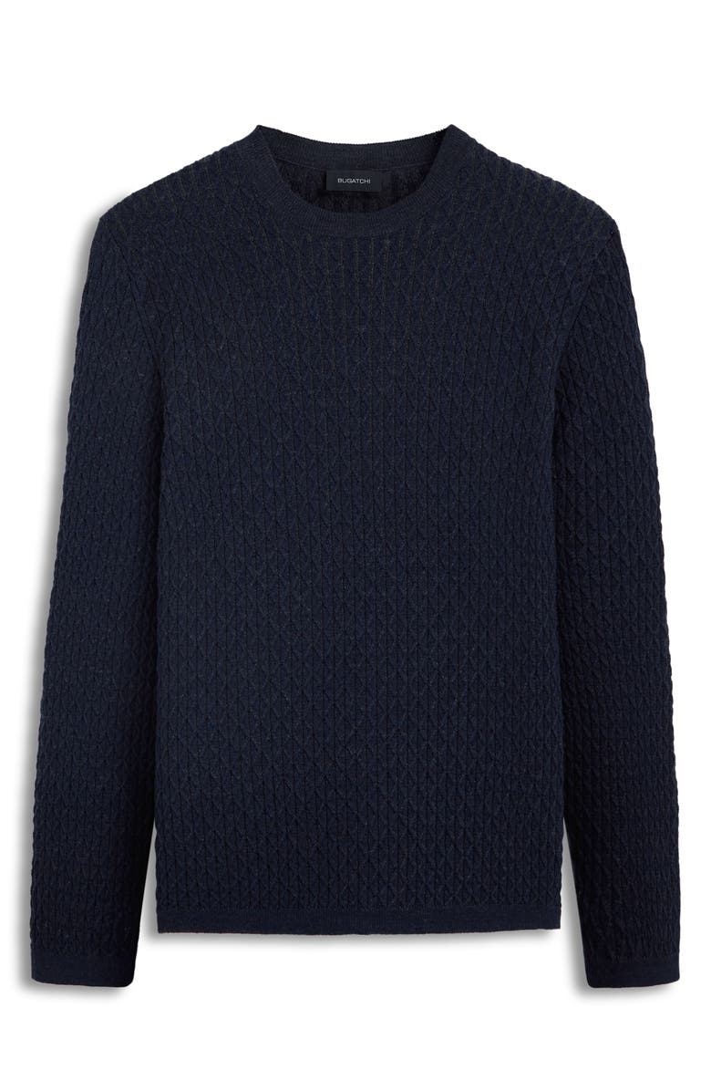 Bugatchi Merino Wool Diamond Stitch Sweater, Alternate, color, Navy