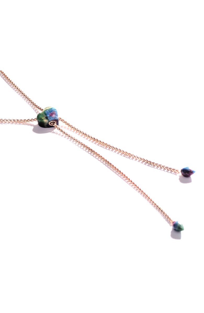 LuvMyJewelry Luv Me Lace Ruby Fuchsite Slide Y-Necklace, Alternate, color, 14Kt Rose Gold Vermeil
