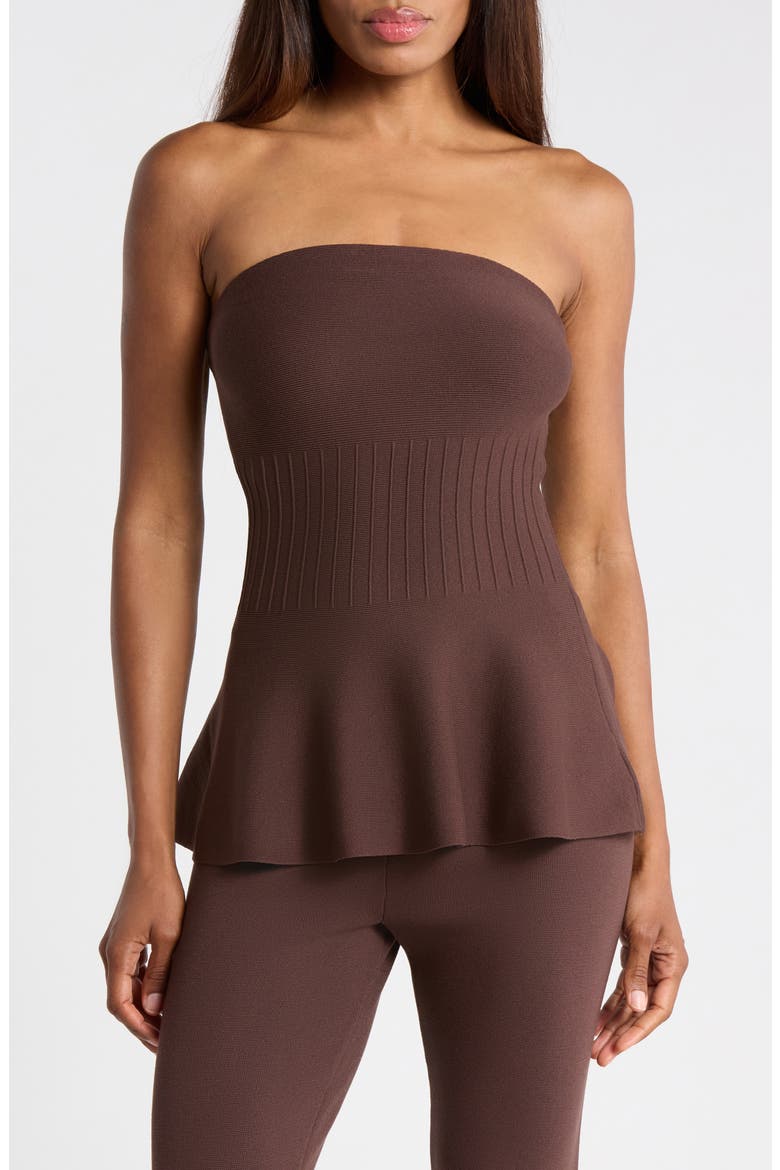Strapless Peplum Top, Main, color, FUDGE