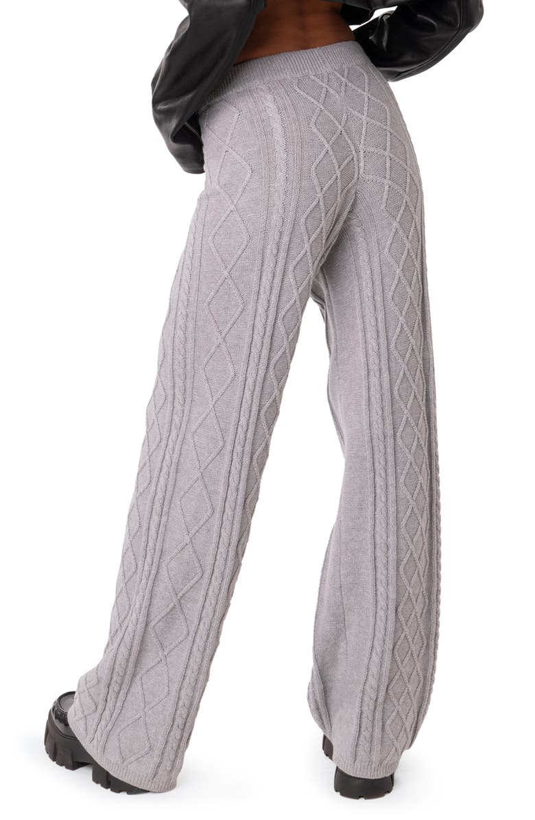 EDIKTED Kasey Cable Knit Cotton Pants, Alternate, color, Gray
