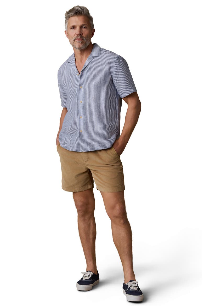 Laguna Linen Camp Shirt, Alternate, color, CLOUD WATERS STRIPE