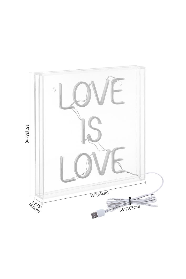 Love Square Contemporary Glam Acrylic Box USB Operated LED Neon Light, Alternate, color, Yellow/White/Pink