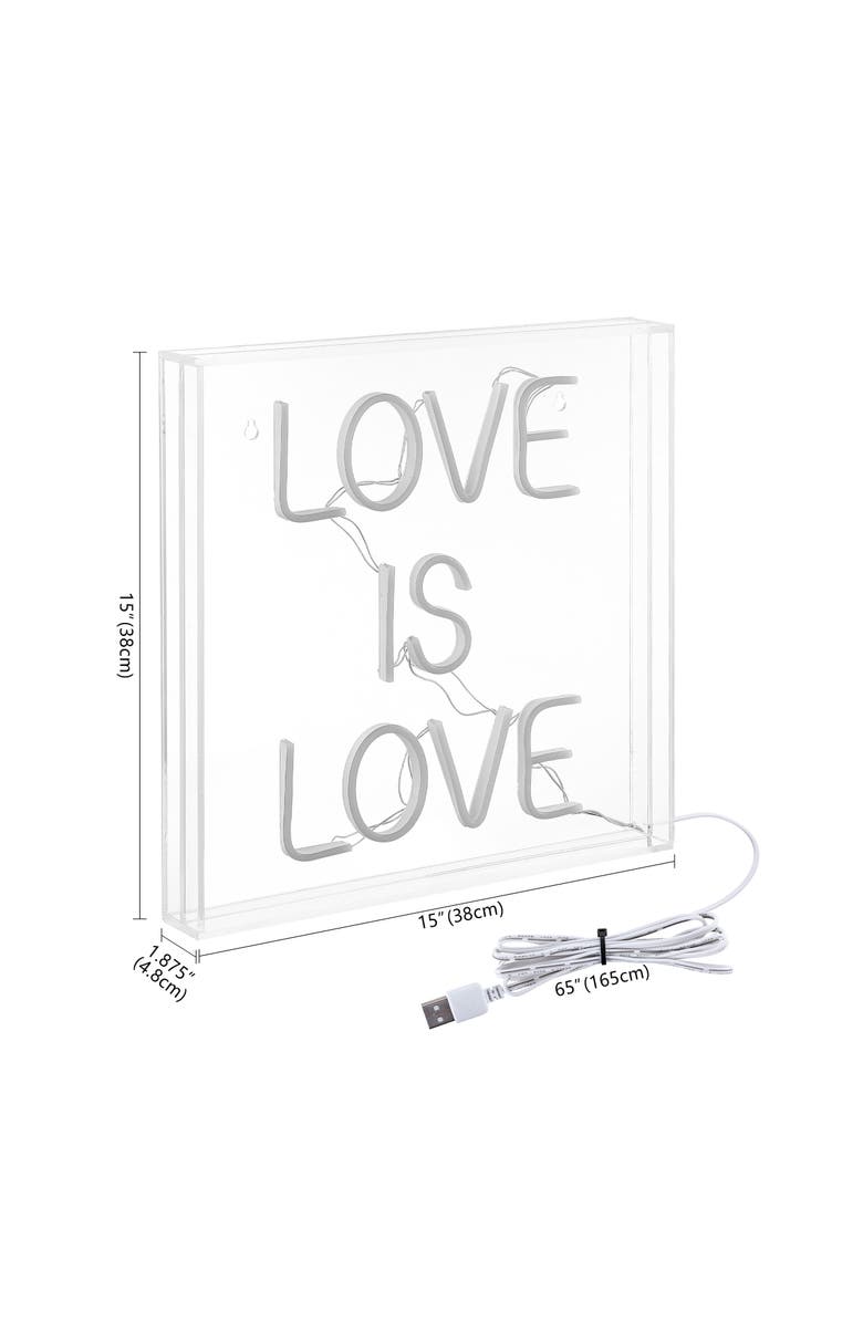 JONATHAN Y Love Square Contemporary Glam Acrylic Box USB Operated LED Neon Light, Alternate, color, Yellow/White/Pink