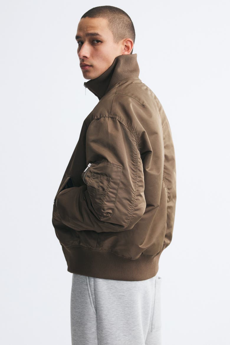 Padded Bomber Jacket, Alternate, color, Dark taupe