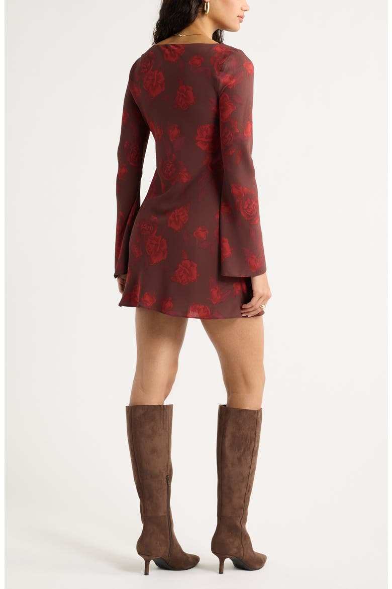 Bias Cut Minidress, Alternate, color, RED ROSED FLORAL