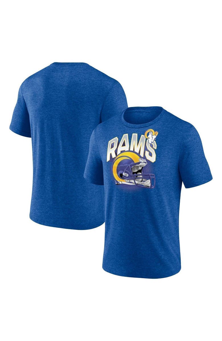 FANATICS Men's Fanatics Branded Heathered Royal Los Angeles Rams End Around Tri-Blend T-Shirt, Main, color,
