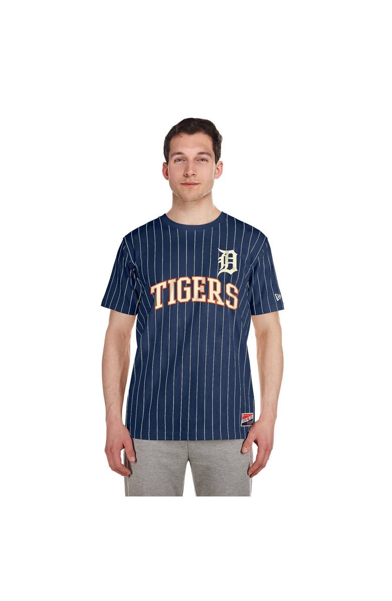 New Era Men's New Era Navy Detroit Tigers Throwback Pinstripe T-Shirt, Alternate, color, Navy