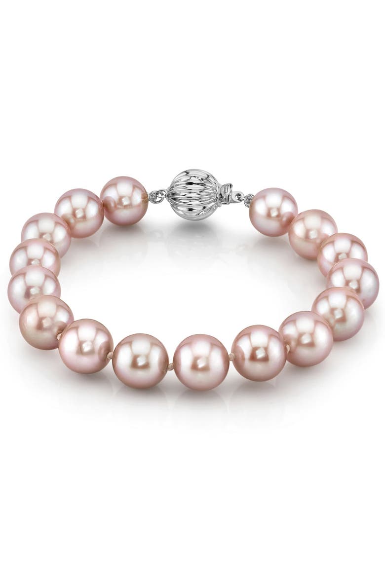 10.5-11.5mm Pink Freshwater Pearl Bracelet - Premier AAAA Quality, Main, color, White Gold Clasp