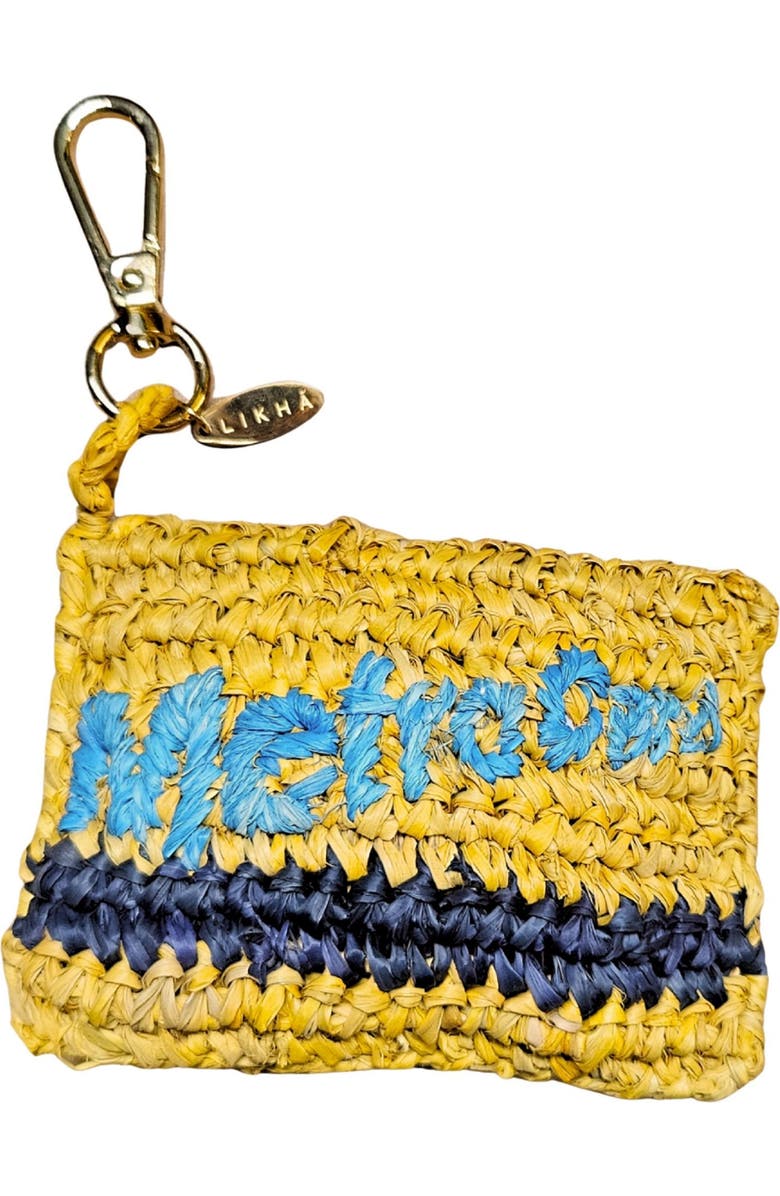 LIKHA NYC Metrocard Raffia Bag Charm, Main, color, Yellow