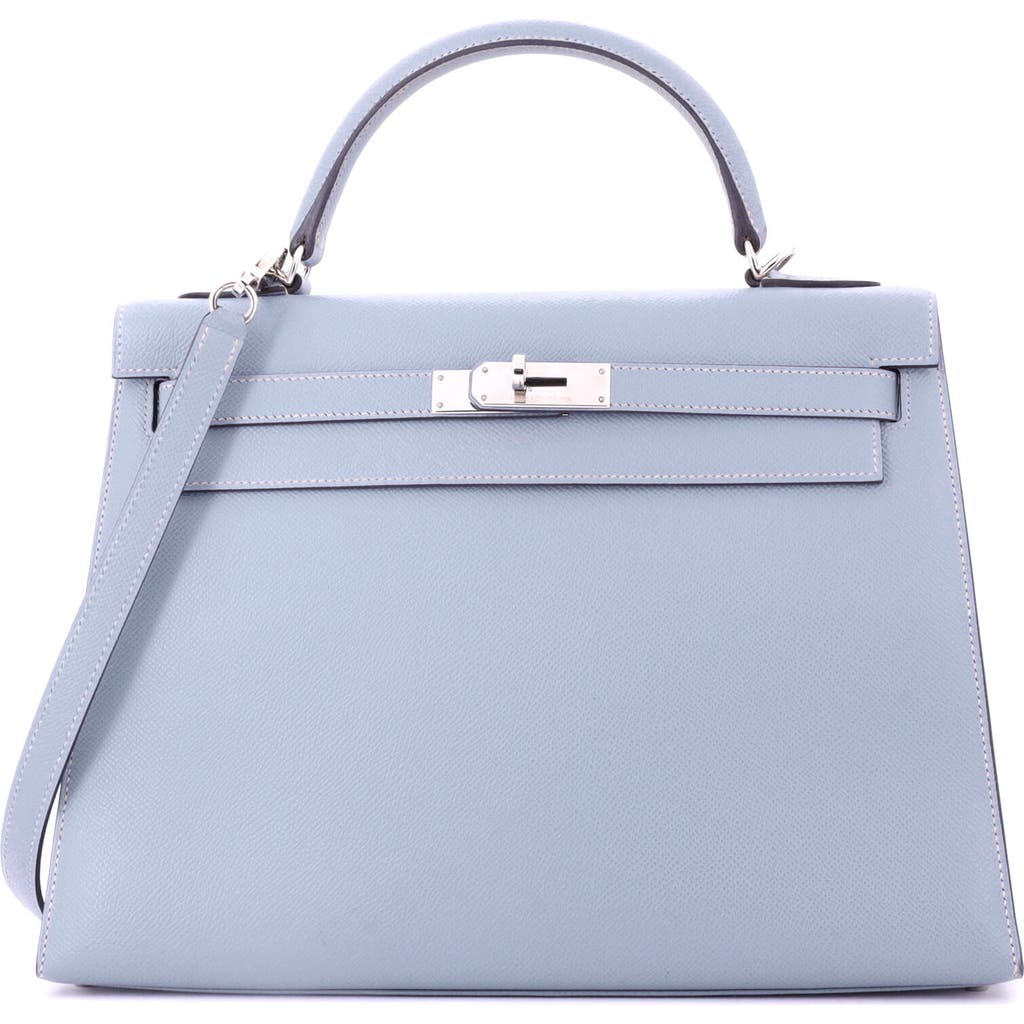 Pre-owned Hermes Hermes Kelly Handbag Blue Epsom With Palladium Hardware 32