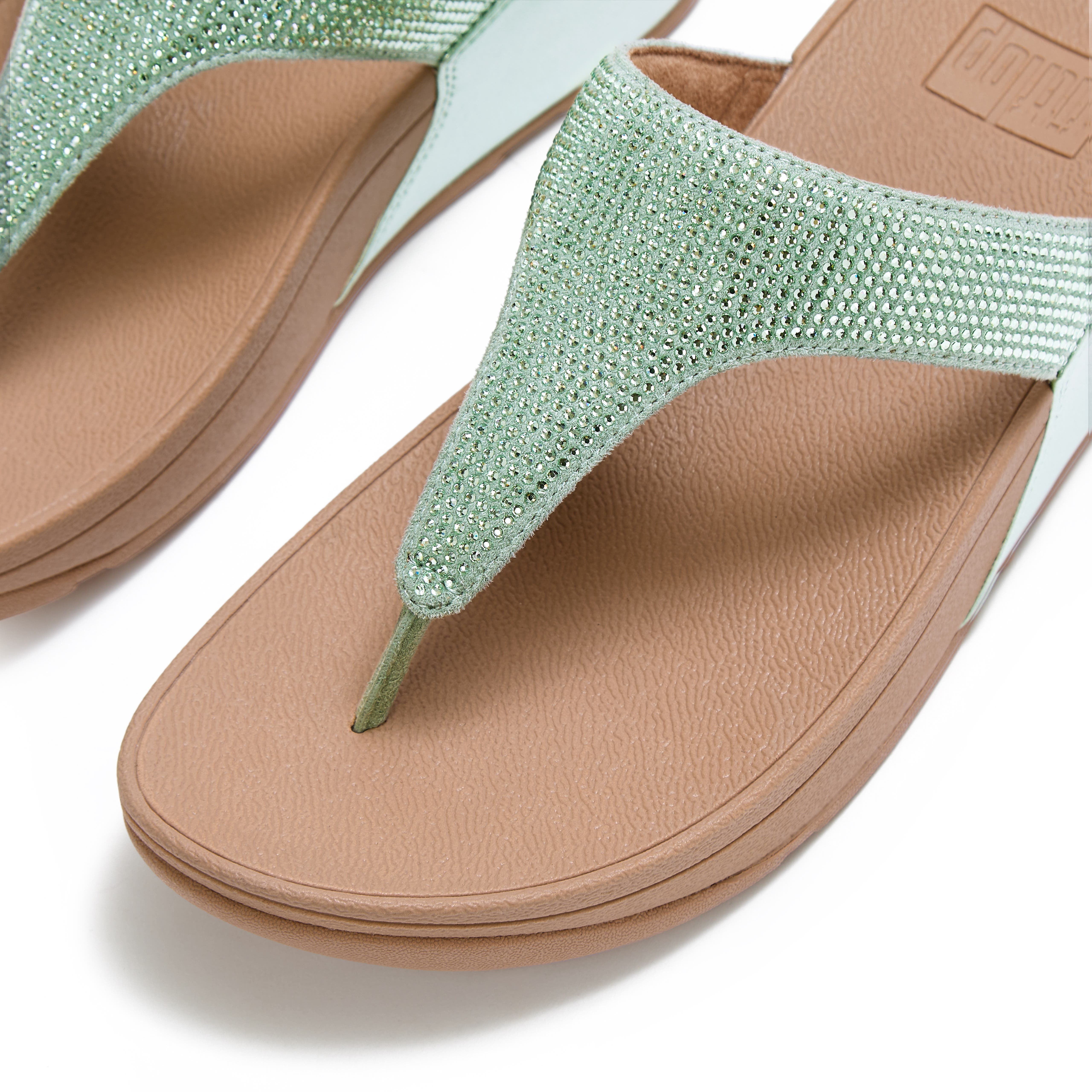 FitFlop Lulu Crystal Embelli Toe-Post, Alternate, color, Metallic Frosted Sage