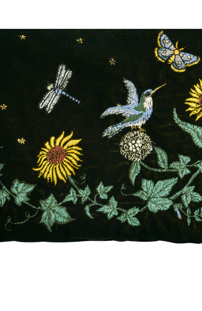 Fable England Sunflower Velvet Embroidered Pouch, Alternate, color, Dark Green