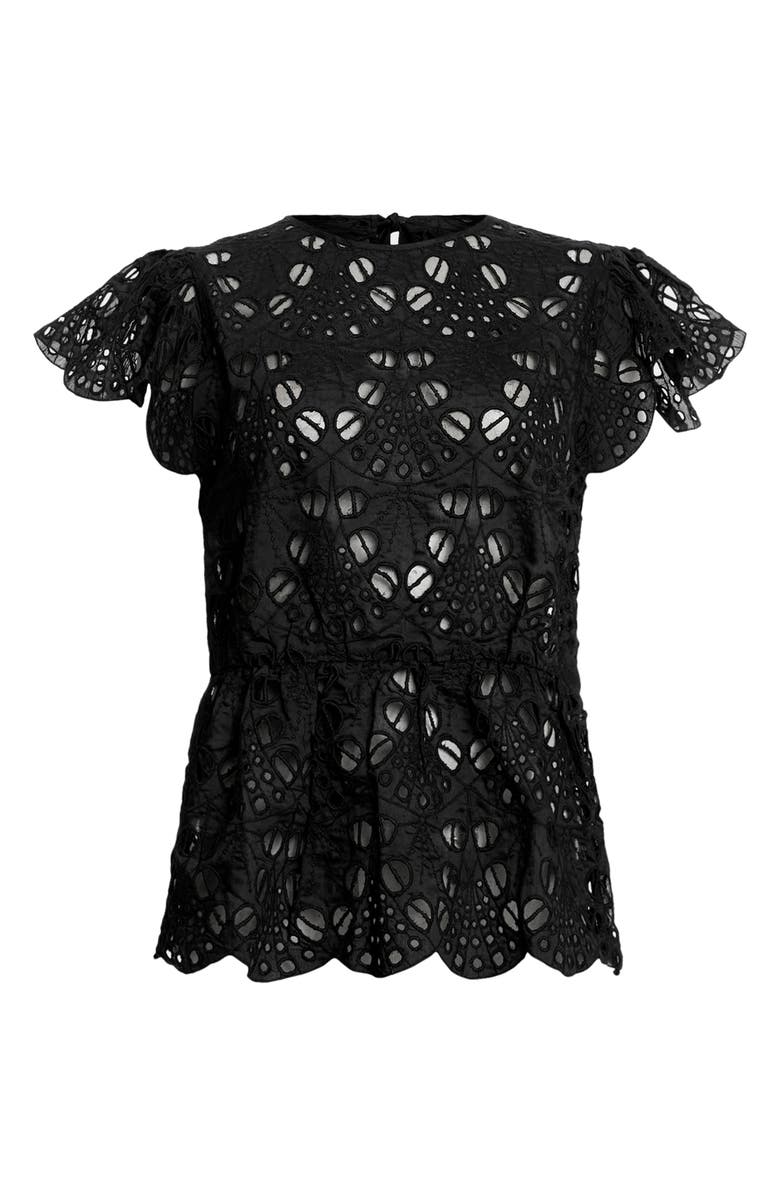 AllSaints Meadow Embroidered Top, Alternate, color, Black