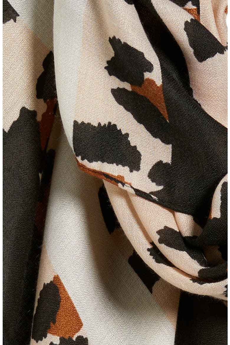 Leopard Print Scarf, Alternate, color, BLACK BROWN