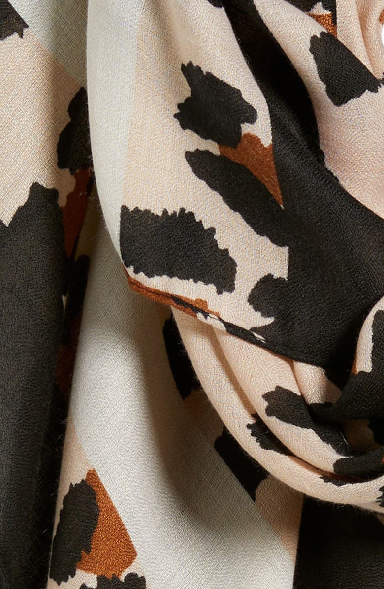 Tasha Leopard Print Scarf, Alternate, color, Black Brown
