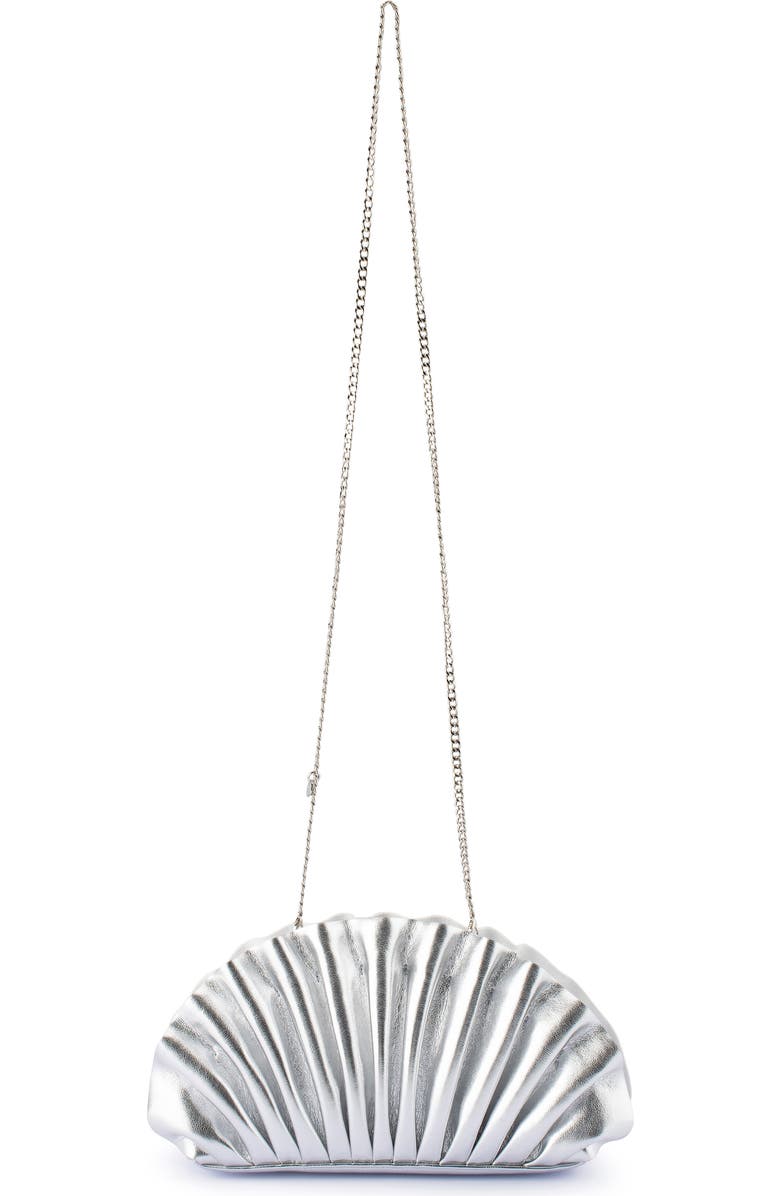 Olga Berg Hollie Pleated Faux Leather Frame Clutch, Alternate, color, Silver