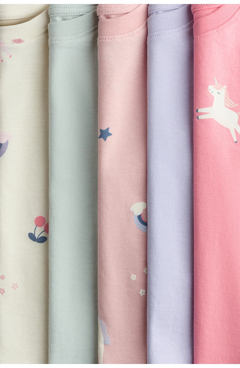 H&M 5-pack cotton t-shirts, Alternate, color, Pink/Unicorn