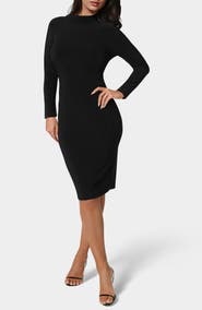 bebe Open Back Long Sleeve Dress