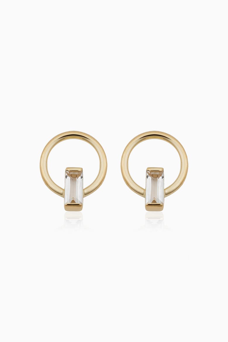 14K Gold Bella Studs Earrings, Main, color, Yellow Gold - White Zirconia