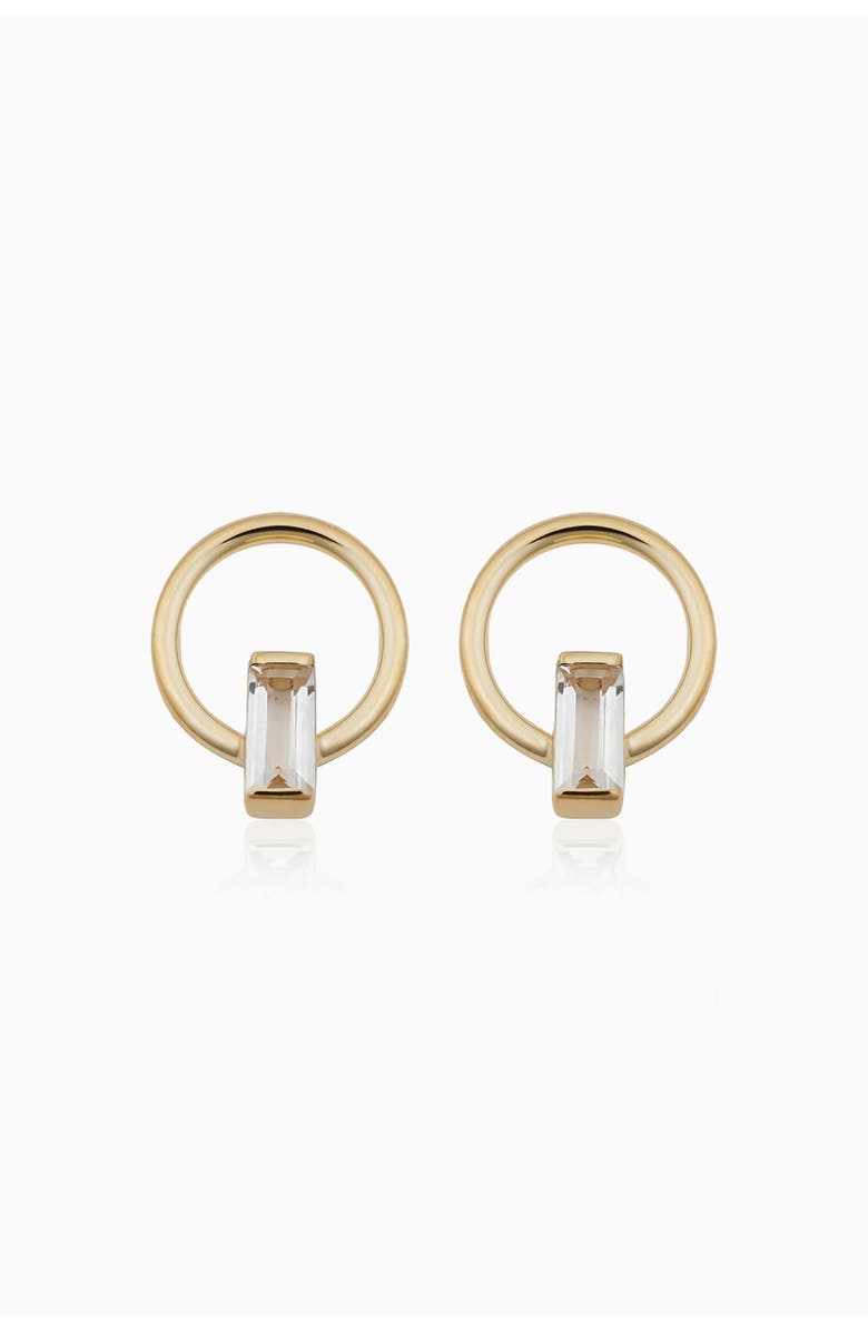 Oradina 14K Gold Bella Studs Earrings, Main, color, Yellow Gold - White Zirconia