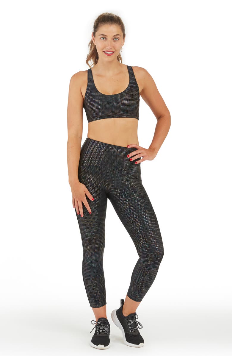 SPANX<sup>®</sup> Metallic Dot Print Active 7/8 Leggings, Alternate, color,
