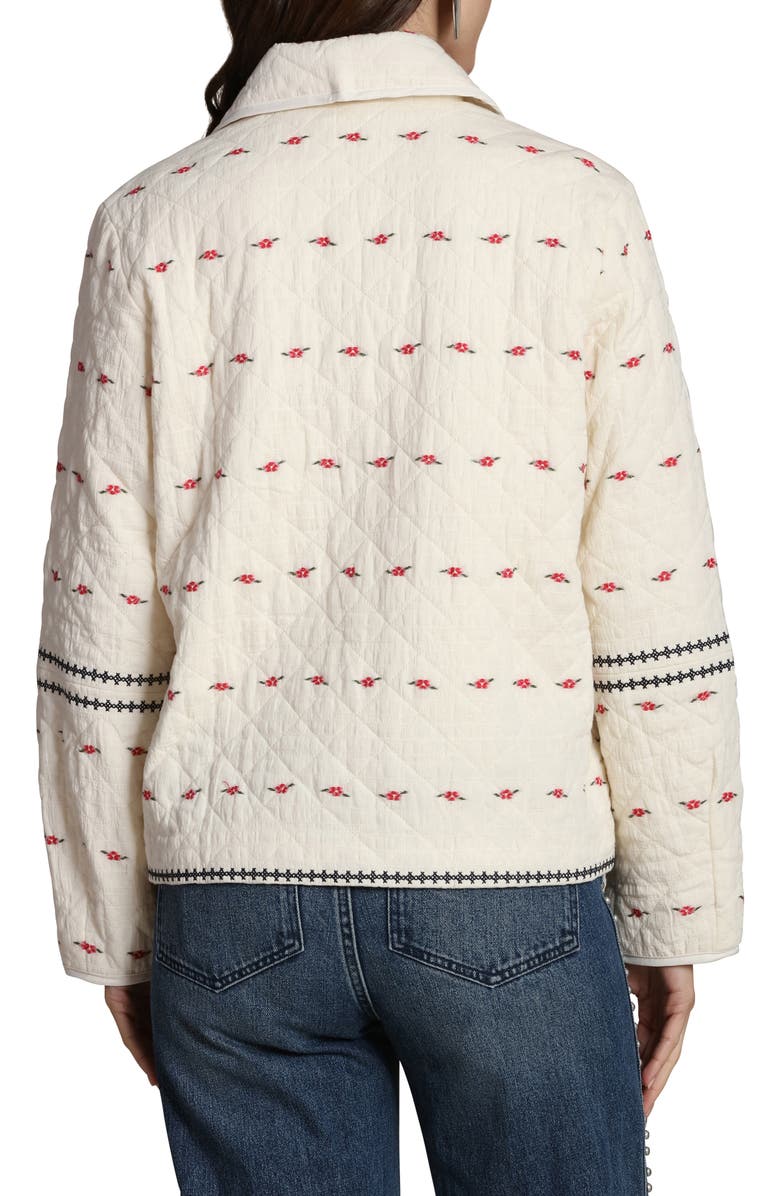 Avec Les Filles Embroidered Quilted Cotton Jacket, Alternate, color, Cream Floral