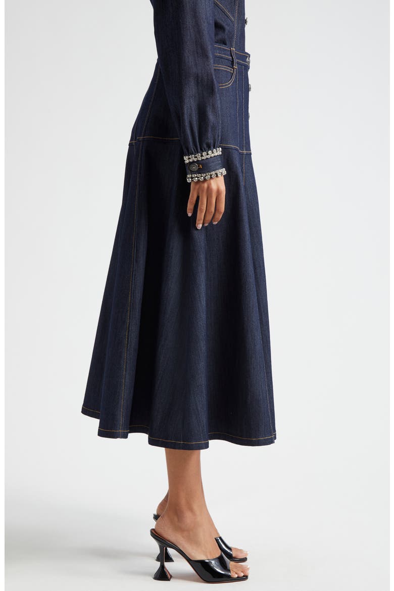 Veena A-Line Denim Skirt, Alternate, color, INDIGO