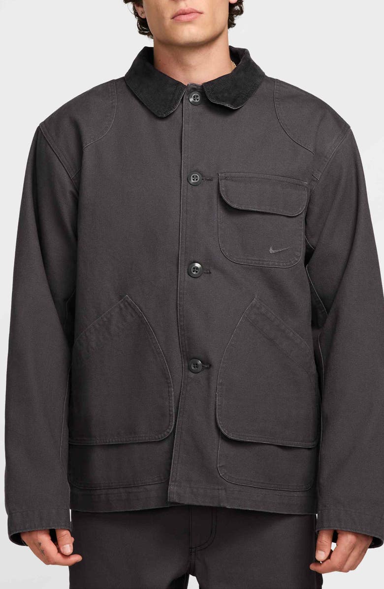 Nike Life Flannel Lined Stretch Cotton Blend Canvas Barn Coat, Main, color, 
