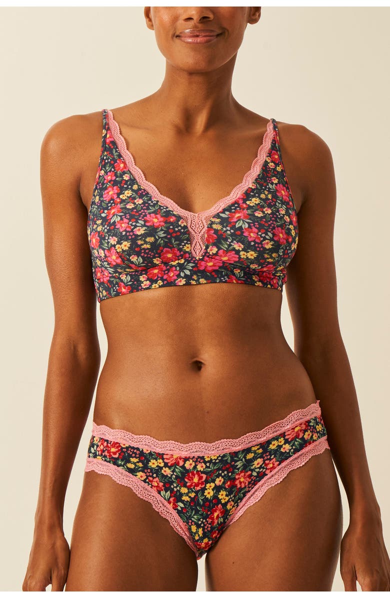 Stripe & Stare The Lace Plunge & Original Knicker Set, Main, color, Cherry Bloom